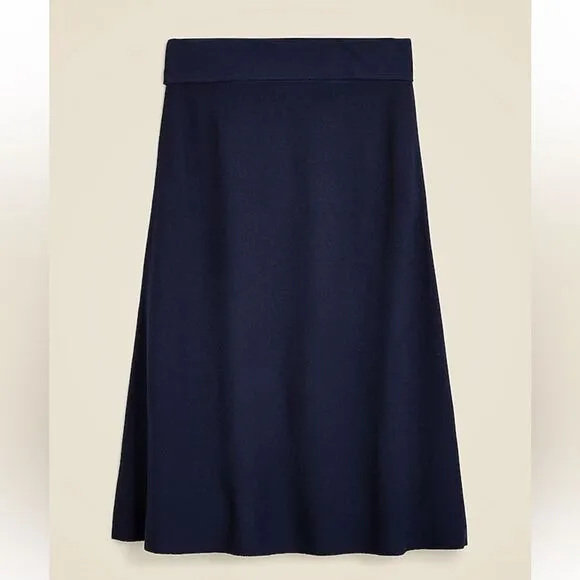 NWT J CREW Foldover sweater midi skirt in merino wool blend in dark navy