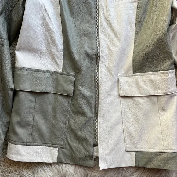 NWT Jordan Faux Leather Colorblock Moto Jacket