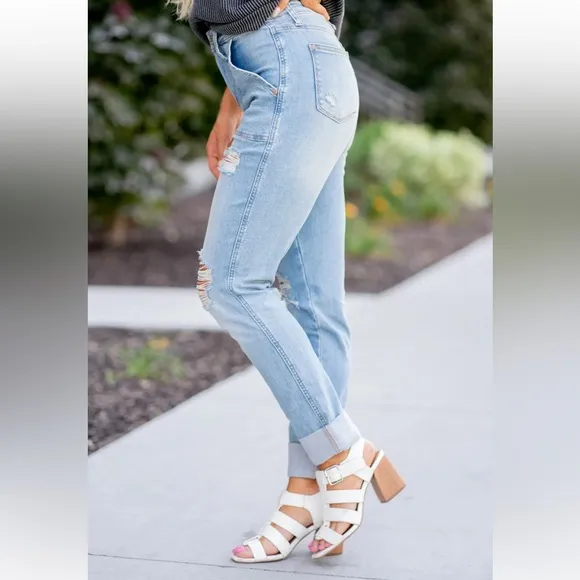 NWT Judy Blue Boyfriend Fit Just Wanna Have Fun Distressed Jeans size 16W
