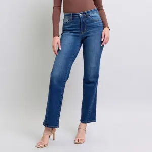 NWT Judy Blue PLUS   REG Size Medium Wash Sideways Seam Straight Leg Jeans
