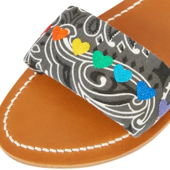 NWT K. Jacques Leather Printed Pride Rainbow Gladiator Sandals French Size 6.5-7