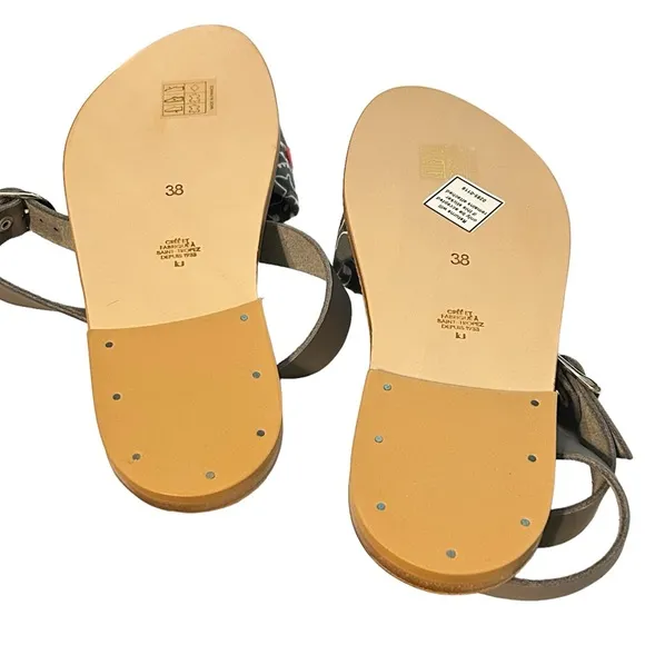 NWT K. Jacques Leather Printed Pride Rainbow Gladiator Sandals French Size 6.5-7