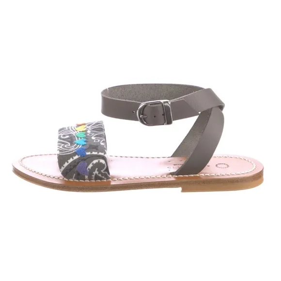 NWT K. Jacques Leather Printed Pride Rainbow Gladiator Sandals French Size 6.5-7