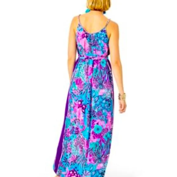NWT Lilly Pulitzer Hazelyn Maxi Dress Turquoise Oasis Snuba Duba Do Engineered