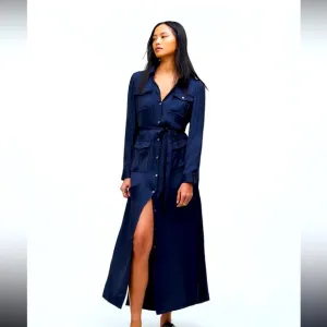 NWT Madewell Button-Front Utility Shirtdress in Satin