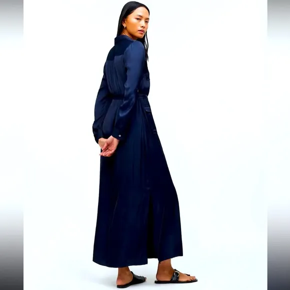 NWT Madewell Button-Front Utility Shirtdress in Satin