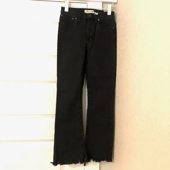 NWT MADEWELL Cali Demi-Boot Jeans Chewed-Hem Berkeley Black SZ 24
