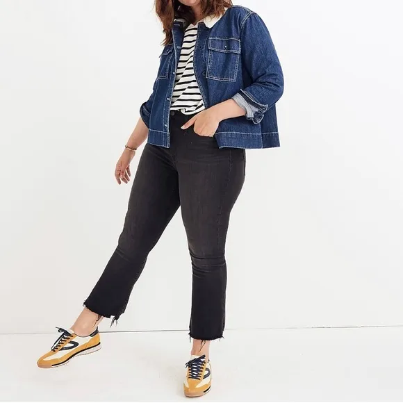 NWT Madewell Cali Demi-Boot Jeans in Berkeley Black Chewed-Hem Edition in 36