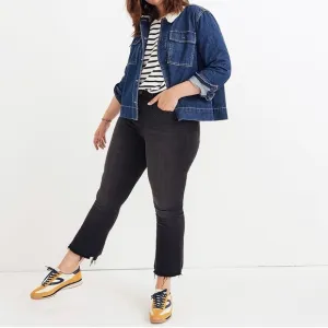 NWT Madewell Cali Demi-Boot Jeans in Berkeley Black Chewed-Hem Edition in 36