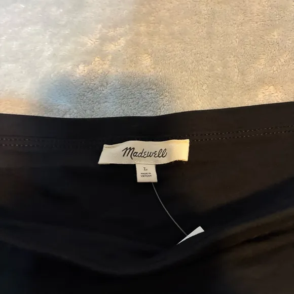 NWT Madewell Jersey Asymmetric-Seam Midi Skirt Black L