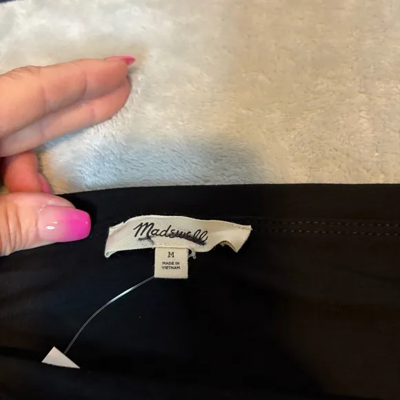 NWT Madewell Jersey Asymmetric-Seam Midi Skirt Black M