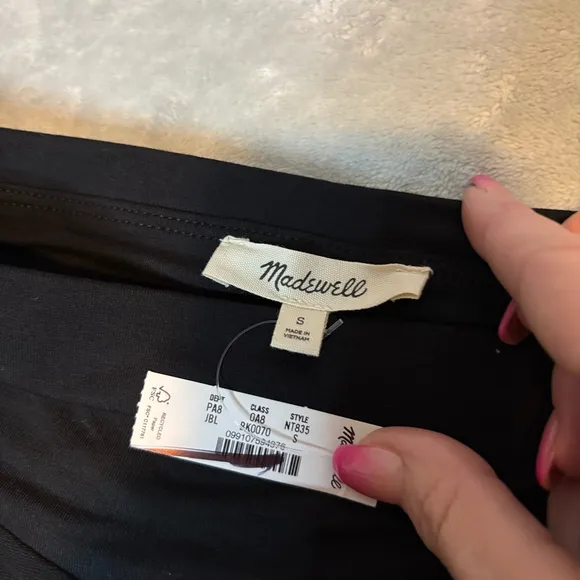 NWT Madewell Jersey Asymmetric-Seam Midi Skirt Black S