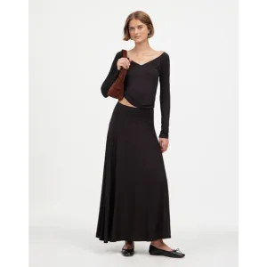 NWT Madewell Jersey Asymmetric-Seam Midi Skirt Black S