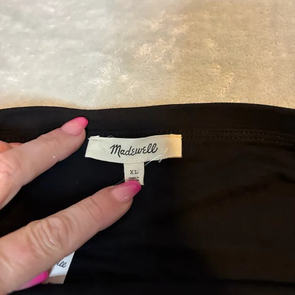 NWT Madewell Jersey Asymmetric-Seam Midi Skirt Black XL