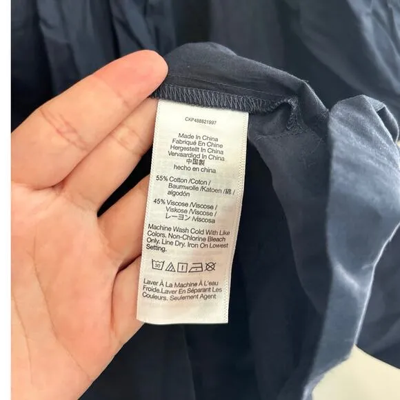NWT Madewell Square-Neck Puff-Sleeve Mini Dress In Navy Size 14