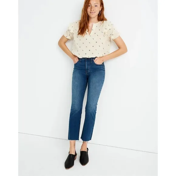 NWT Madewell Tall Cali Demi Boot Jeans Preston Wash Raw Hem Size 37 US 24 L4299