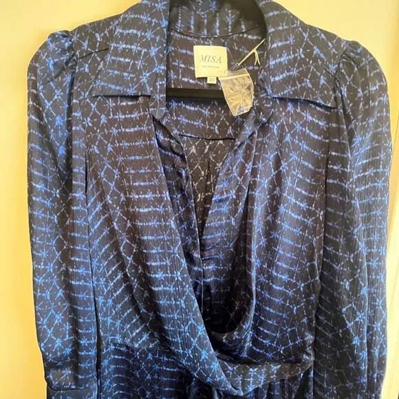 NWT MISA LA “Valentina” Long Sleeve Wrap Front Dress MSRP $467