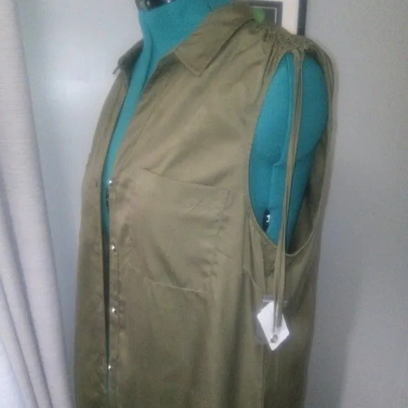 NWT Neiman Marcus Sleeveless Tencel Shirt Dress Sz 14
