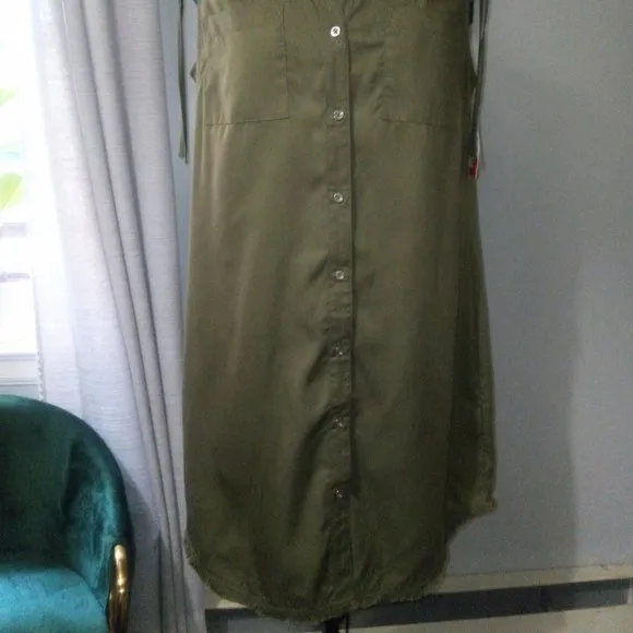 NWT Neiman Marcus Sleeveless Tencel Shirt Dress Sz 14