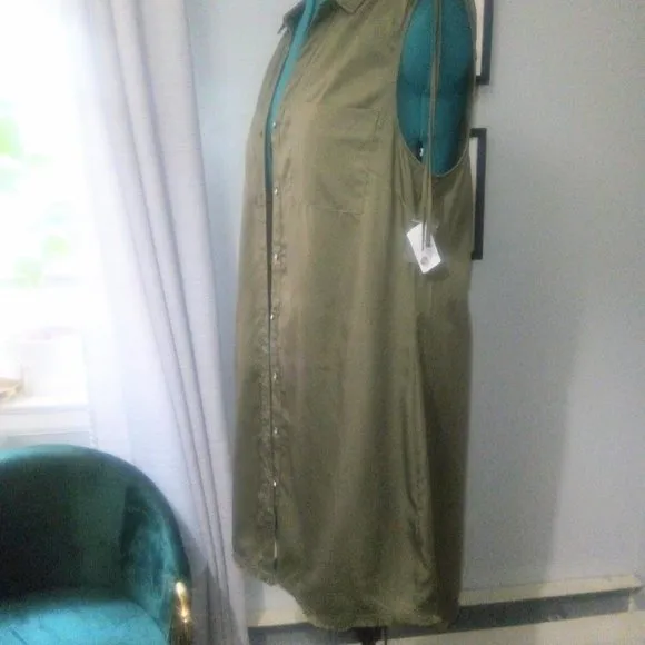 NWT Neiman Marcus Sleeveless Tencel Shirt Dress Sz 14