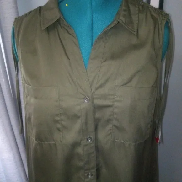 NWT Neiman Marcus Sleeveless Tencel Shirt Dress Sz 14