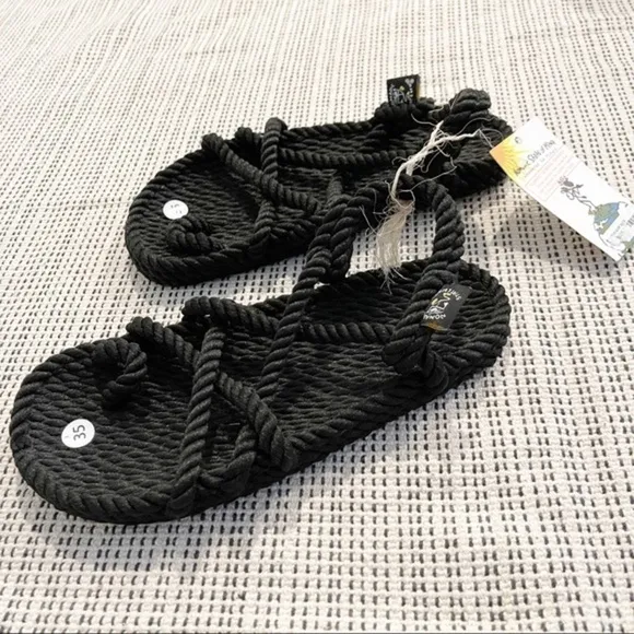 NWT Nomadic State of Mind Black Toe Joe Braided Rope Sandals