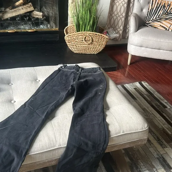 NWT PACSUN Black Reverse Stitched‎ High Rise Flare Jeans Size 23