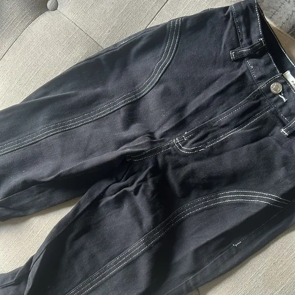 NWT PACSUN Black Reverse Stitched‎ High Rise Flare Jeans Size 23