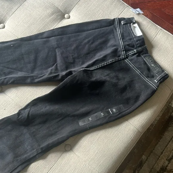 NWT PACSUN Black Reverse Stitched‎ High Rise Flare Jeans Size 23