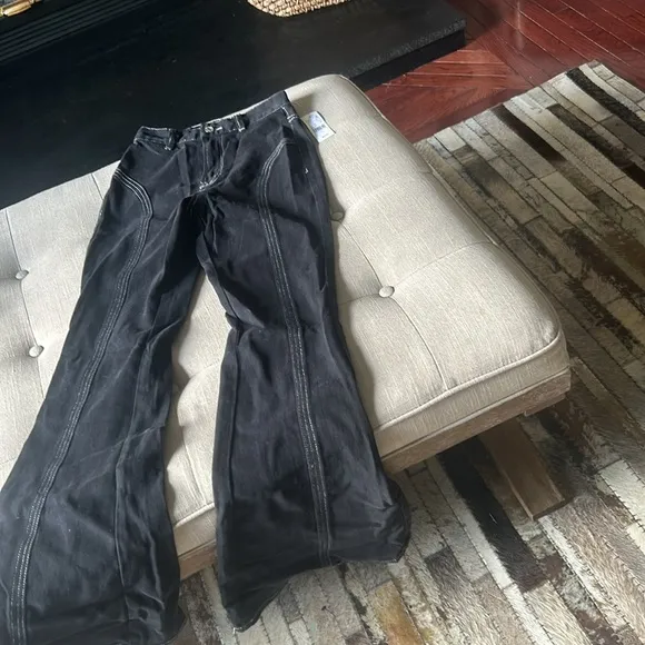 NWT PACSUN Black Reverse Stitched‎ High Rise Flare Jeans Size 23