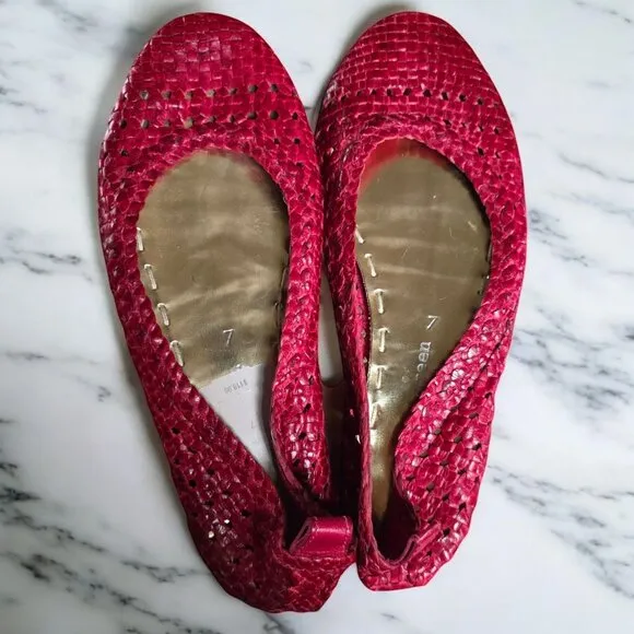 NWT PATRICIA GREEN ( 7 ) Pink Ballerina Flat Raffie Rare Vintage