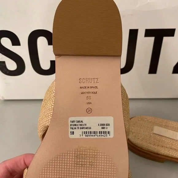 NWT Schutz Natural Woven Flat Sandals