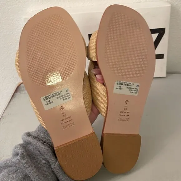 NWT Schutz Natural Woven Flat Sandals