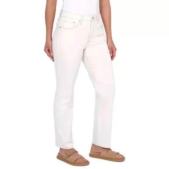 NWT Seven 7 Ladies High Rise Slim Straight Jean Size in Bone Color