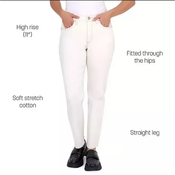 NWT Seven 7 Ladies High Rise Slim Straight Jean Size in Bone Color