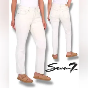 NWT Seven 7 Ladies High Rise Slim Straight Jean Size in Bone Color
