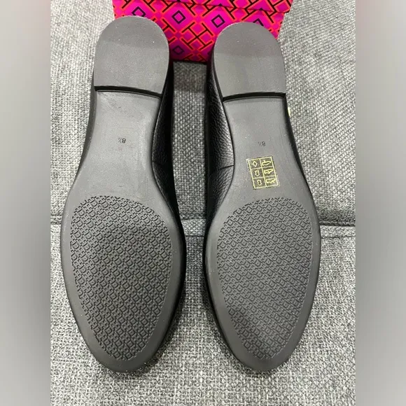 NWT Tory Burch Claire Ballet Flat Size 8.5 Black &amp; Gold