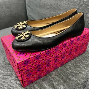 NWT Tory Burch Claire Ballet Flat Size 8.5 Black &amp; Gold