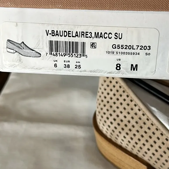 NWT Via Spiga Sz 8 Suede Leather Perforated Baudelaire Block Heel SlipOn Loafers