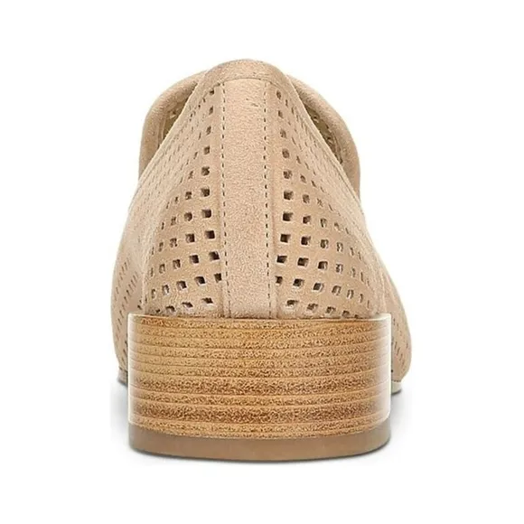 NWT Via Spiga Sz 8 Suede Leather Perforated Baudelaire Block Heel SlipOn Loafers