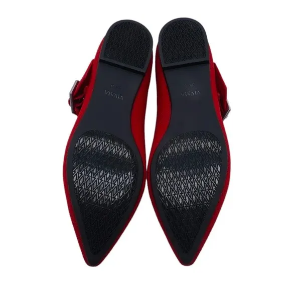 NWT VIVAIA Pointed-toe Mary-Jane Ballet Flats (Maria) in Ruby Red