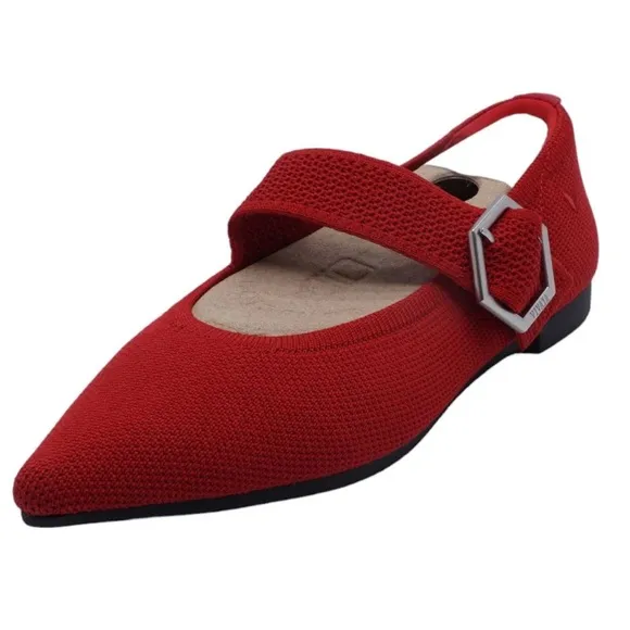 NWT VIVAIA Pointed-toe Mary-Jane Ballet Flats (Maria) in Ruby Red