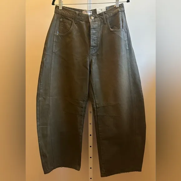NWT We The Free Good Luck Barrel Coated Jeans 27 New Moon Brown