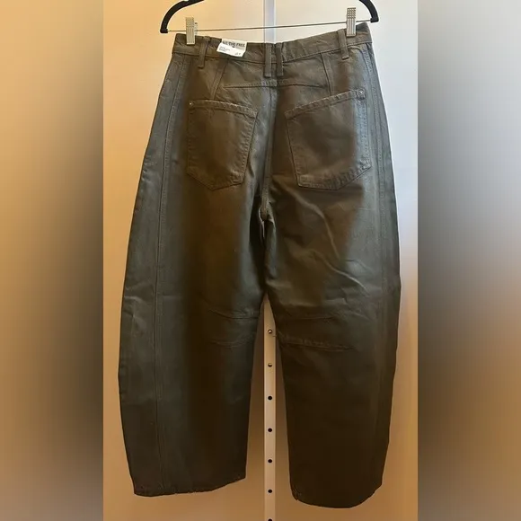 NWT We The Free Good Luck Barrel Coated Jeans 27 New Moon Brown