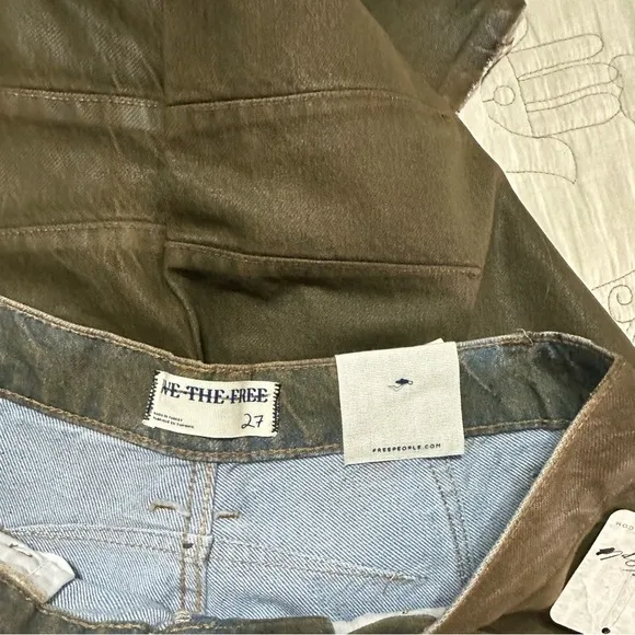 NWT We The Free Good Luck Barrel Coated Jeans 27 New Moon Brown