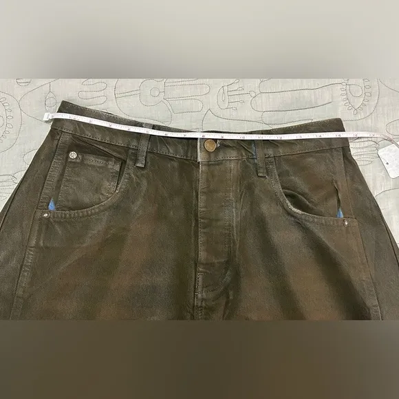 NWT We The Free Good Luck Barrel Coated Jeans 27 New Moon Brown