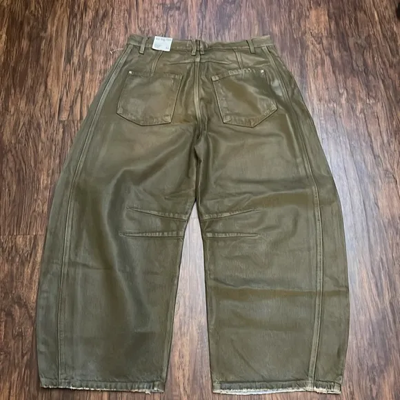 NWT We The Free Good Luck jeans New Moon Coated denim barrel 32