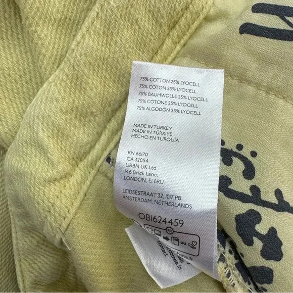 NWT We The Free Osaka Cord Jeans Mid Rise Pants Lime Yellow