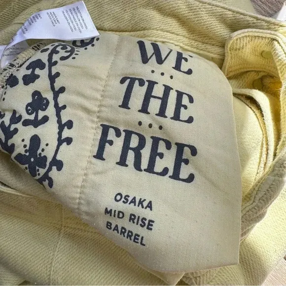 NWT We The Free Osaka Cord Jeans Mid Rise Pants Lime Yellow
