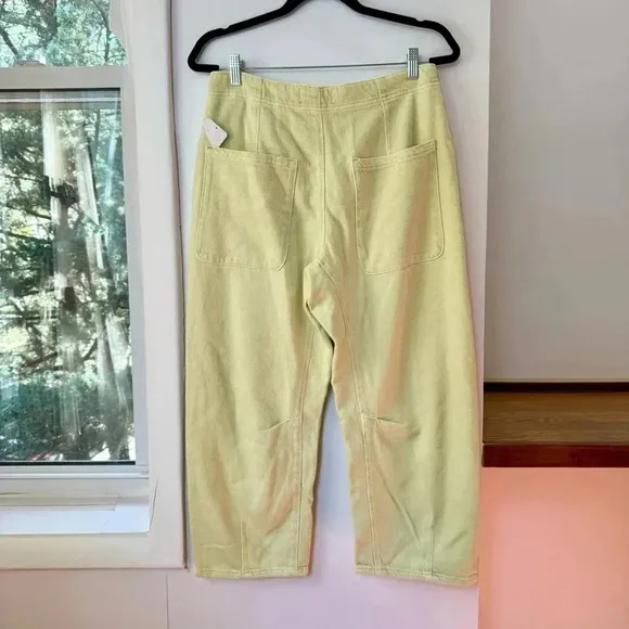 NWT We The Free Osaka Cord Jeans Mid Rise Pants Lime Yellow